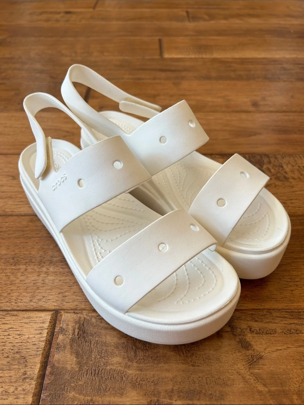 Crocs Brooklyn 4U Platform Sandals Stucco White Womens Size 7